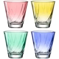 LEONARDO Gläser-Set Trinkglas, TWIST, 215 ml, farbig sortiert, 4er-Set, 4-tlg., Glas, Whiskybecher, spülmaschinengeeignet