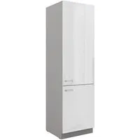 Küchen-Preisbombe Hochschrank 60 cm Küche Bianca Weiß Hochglanz + Grau Küchenzeile Küchenblock