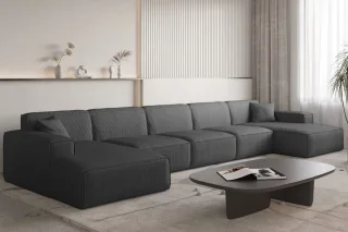 Wohnlandschaft Sofa U-Form CELES PREMIUM XL in Stoff Scala Anthrazit