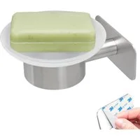 bremermann Seifenschale Bad-Serie PIAZZA TAPE - mit Klebepad, aus Glas und Edelstahl, Breite: 11 cm, 1-St.