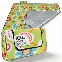 Picknickdecke, Detex, XXL 200x200 cm Wasserdicht Wärmeisoliert 4-6 Personen Blumen