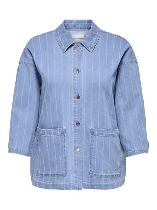 ONLY CARMAKOMA - CARKIRSI LS STRIPED DNM JACKET GUA light blue denim - Gr. - 46