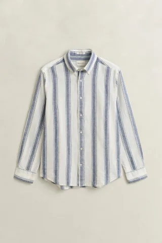 GANT - Gestreiftes Hemd aus Leinenmix vintage blue - Gr. - XXXL