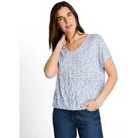 TOM TAILOR Kurzarmshirt Sommershirt mit Allover-Muster und V-Ausschnitt