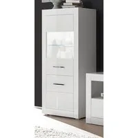 Furn.Design Midischrank Carrara (Vitrine halbhoch, 2-türig, 65 x 142 cm) in weiß Hochglanz