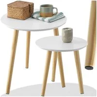 tectake Beistelltisch 2er-Set Ablagetisch, Belastbarkeit je 30 kg, robuste MDF-Platte (Sofatisch Skaland, 1-St., in braun/weiß), Skandi-Style, massive Holzbeine, rutschfeste Schaumstoffschoner