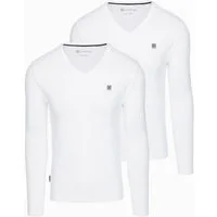 OMBRE Longsleeve 2er-Pack Herren Longsleeves mit V-Ausschnitt