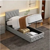 HAUSS SPOLE Polsterbett 90×200 mit Bettkasten Funktionsbett Stauraumbett ohne matratze,grau