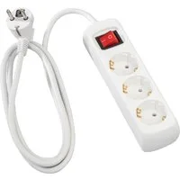 Hama Mehrfachsteckdose, 3-fach, Steckerleiste mit Schalter, 3 m Kabel, weiß Steckdosenleiste 3-fach (Ein- / Ausschalter, Schalterbeleuchtung, Kabellänge 3 m), Mehrfachsteckdose, Steckerleiste mit Schalter