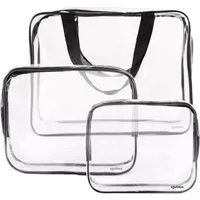 soulima Kosmetiktasche Kosmetiktasche Transparente Kosmetiktaschen 3er Set Reise Organizer (Kulturbeutel Set transparent in verschiedenen Größen mit Griffen, 3-tlg., Kosmetiktaschen Set 3teilig für Reise Badezimmer und Handgepäck), Wasserabweisendes 