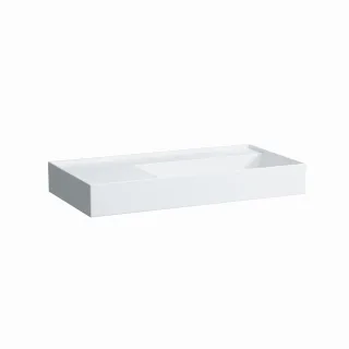 LAUFEN Aufsatz-Waschtisch Kartell 460x900x150, ohne Hl. , ohne Üb. , geschliffen Ablage links, weiss H8183397571121