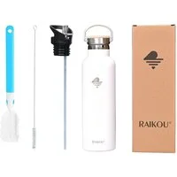 RAIKOU Isolierflasche Edelstahl Trinkflasche Vakuumisolierte Wasserflasche Thermoflasche, bis zu 12H heiß / 24H kalt,mit 2 Deckel,350ml/500ml/750ml/1000ml