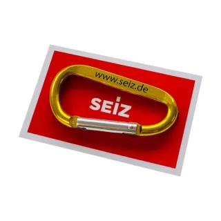 Karabiner | SEIZ | PREMIUM-KARABINER | gold | u.a. geeignet zur Handschuh-Befestigung | Länge ca. 7cm