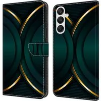 CLM-Tech Handytasche für Samsung Galaxy A36 5G Hülle aus PU-Leder Klapphülle (goldener Rand Kontur, Handyhülle mit Standfunktion - Wallet Flip Case inklusive Kartenfächer), Cover mit Magnetverschluss Samsung Galaxy A36 5G Schutzhülle