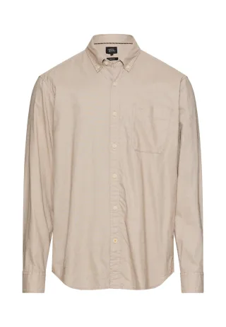 camel active - Langarm Hemd aus Leinen-Baumwoll-Mix light beige - Gr. - 3XL