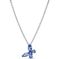 Pandora Kette mit Anhänger 394232C01-45, Damen-Halskette Silber Schmetterling Blau