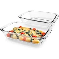 GOURMETmaxx Auflaufform Auflaufform Set für Heißluftfritteuse - Backform rechteckig Glasschale, (2-St), Auflaufform klein - Auflaufform Airfryer & Backofen - Auflaufform Glas