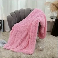Rosnek Tagesdecke Warm, Flanell, lang zottelig flauschig, für Sofabettdecke Babydecke
