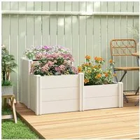 Outsunny Hochbeet mit Offenem Boden, DIY Montage (modulares Kräuterbeet, 1 St., Stapelbar Gartenbeet), für Garten Balkon 120 x 80 x 64 cm Weiß