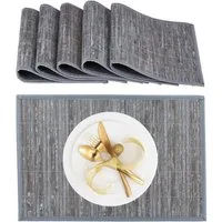 relaxdays Platzset Tischset 6er Set Bambus, (6 Tischmatten), grau