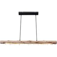 GLOBO LIGHTING Hängeleuchte FELICITAS, LED fest integriert, Warmweiß, Hängeleuchte Schwarz/Holz, Acrylkristalle, Stufenschalter, LED 15W