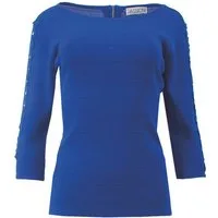 Passioni Kurzarmpullover mit Steinen
