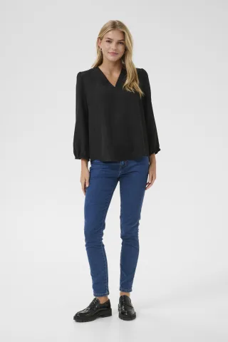Langarm-Bluse Regular fit Black