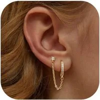 LuxusKollektion Creolen-Set Ohrringe Silber 925 Zirkonia Doppel Piercing Ohrstecker Creolen Kette