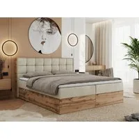 MKS MÖBEL Boxspringbett ALBERO 1 (Set, Packung, Topper T25/Visco, Stauraum, Matratzen, Bettkästen, T30-Schaum), Doppelbett, Multipocket-Matratzen, Möbelplatten, Praktisch