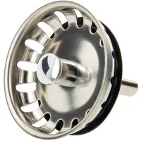 tecuro Siphon Siebkörbchen Siebkorb Ø 54 mm mit Metall-Führungsstange 8 mm und Kugel