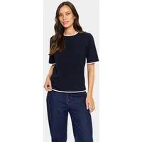 Saint Tropez Strickpullover MilaSZ Contrast Stripe SS Pullover Viskosemischung, Regular fit