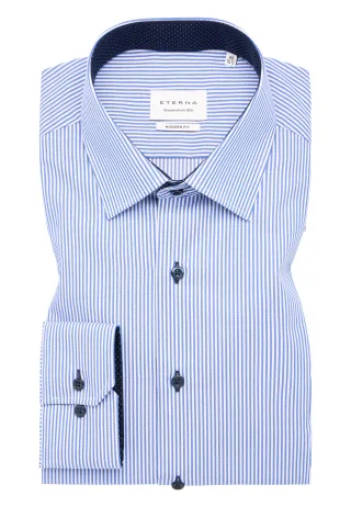 ETERNA - Hemd Twill Langarm blau - Gr. - 48/Langarm - 65cm
