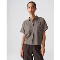 OPUS Kurzarmshirt Soasi aus fester Webware mit Mélange Effekt Die Brusttasche verleiht dem Look lässigen Utility Charakter