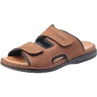 Rieker Pantolette Hausschuh, Sommerschuh, Urlaubschuh mit dezentem Logoschriftzug