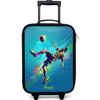 NoBoringSuitcases.com© Kinderkoffer mit leuchtende Räder - Neon - Fußball - Kick - Farbenfroh, 2 Rollen, Kinder Koffer Klein, Trolley Handgepäck, Reisekoffer