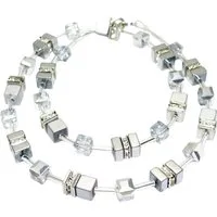 traumschmuck Collier 536. Halskette Collier Cube Würfel Hämatit Silber matt, (incl. Schmuckbox), handgefertigt, Made in Germany
