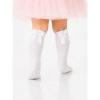 La Bortini Strümpfe lange Socken in Weiß Creme Rosa mit Schleifen für Babys und Kinder (1 Paar, für Einsschulung, für Mädchen)