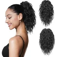 Zaewry Haarspange 31CM kurze Klauen Pferdeschwanz Haarverlängerung, gewellte, lockige Pferdeschwanz mit Kinnclip