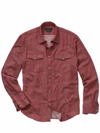 Mey & Edlich Herren Staubfreies Westernshirt Rot 85 % Baumwolle, 15 % Leinen