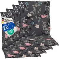 NYVI Sitzauflage Niedriglehner Auflagen 4er Set Barcelona Gartenstuhlauflagen 100x50cm, (4 St), Niederlehner Stuhlauflage Sitzauflage mit Halteband Blumen Floral