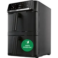 BOSCH Heißluftfritteuse Serie 6 MAFD661B0, XXL Heißluftfritteuse, 12L, PFAS frei, Doppelkammer, 2800 W, platzsparend, einfache Reinigung, weniger Fett, 6 Programme, schwarz
