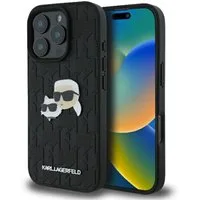 KARL LAGERFELD Handyhülle iPhone 16 Pro Max Kunststoff schwarz Logo Metall 6,9 Zoll, Kantenschutz