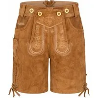 PAULGOS Trachtenhose Kinder Lederhose Kurz mit Trägern 100% Echtleder - KK1