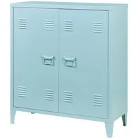 en.casa Aktenschrank »Oripää« mit 2 Türen Stahl 90x80x33 cm Graublau