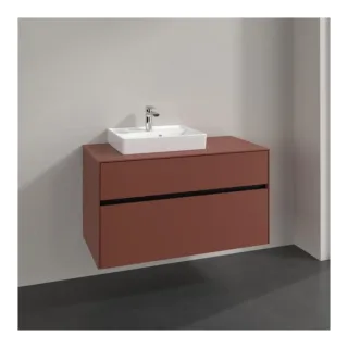 Villeroy und Boch Collaro Waschtischunterschrank C017B0AH 100x54,8x50cm, Waschtisch links, LED-Beleuchtung 7,3 W, wine red