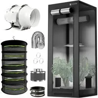 CannoBox Gewächshaus Rohrventilator 100mm Abluft Growzelt Komplettset 90x90x180cm, 6-lagiges Trockennetz,220 m³/h,Growzelt,IAV-Wert 1200+