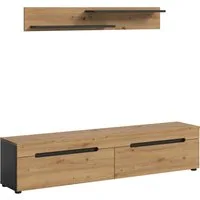 Home affaire Wohnwand REHAT, TOPSELLER!, 2-teilig, wahlweise stehend und hängend montierbar, (2-St., Set bestehend aus: Wandboard (13x19x8 cm) und Lowboard (170x38x33 cm), Kombination, Anbauwand, Set, Wohn-Set, Wohnzimmer-Set, Schrankwand
