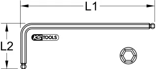 KS Tools Doppel-Kugelkopf-Innensechskant-Winkelstiftschlüssel, XL, farbig gelb - 151.4319