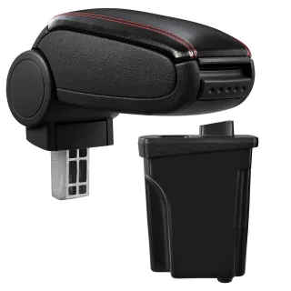 Armlehne Mittelarmlehne Leder Bezug Schwarz / Rot für Hyundai i30 GD ab 2012-