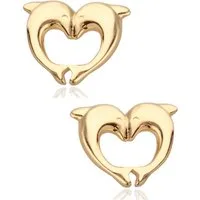 Goldene Hufeisen Paar Ohrstecker Gold Ohrringe Charmante Delfine Herz Ohrstecker, 925 Sterling Silber, Hypoallergen